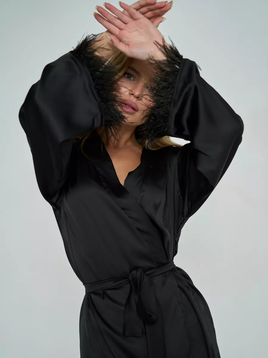 Hot Girl Mini Robe with Feather.
