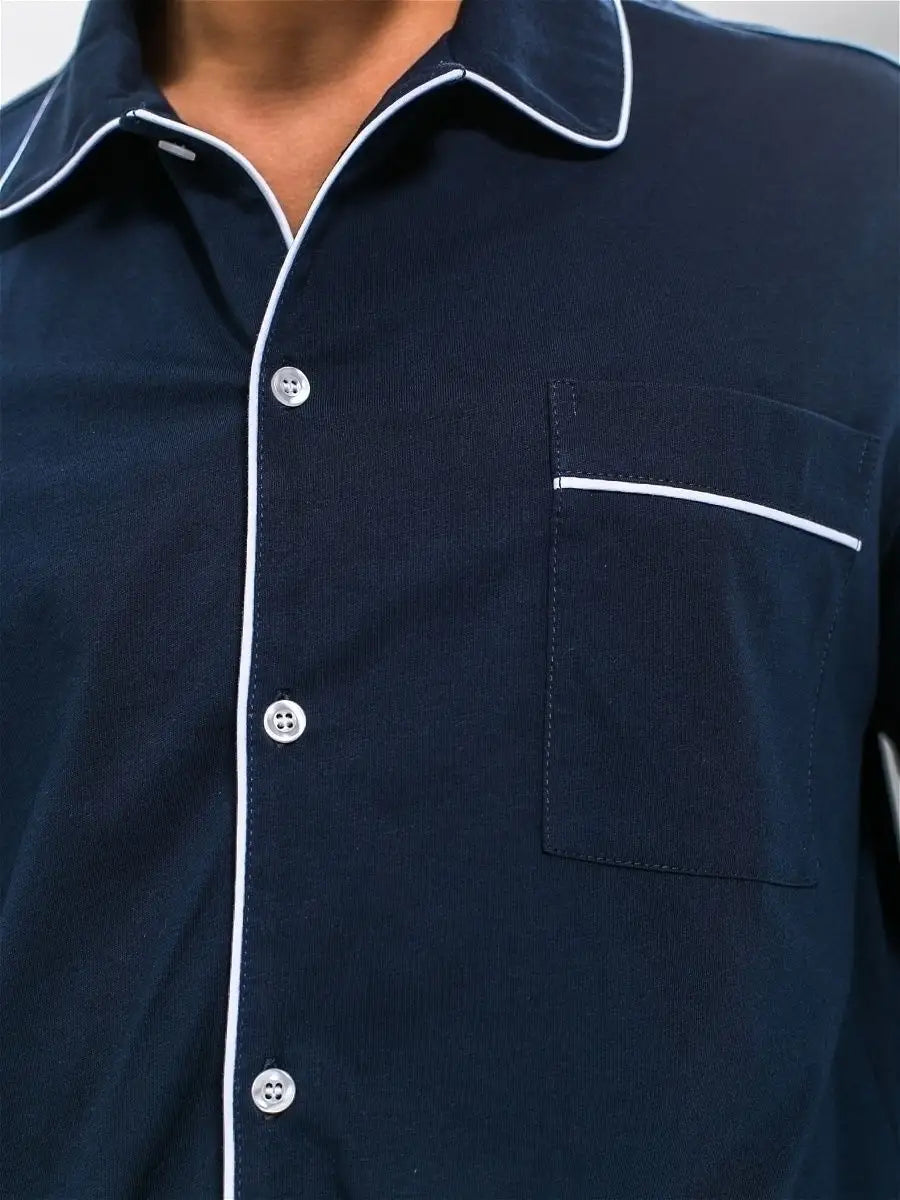 Shirt Collar Loungewear in Cotton.