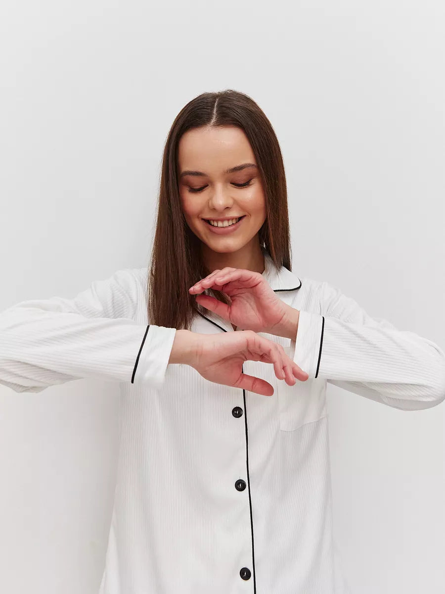 White Loungewear set in 100% Cotton.