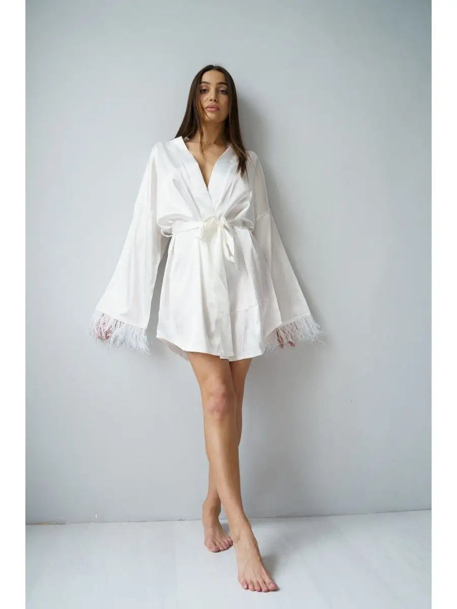 Hot Girl Mini Robe with Feather.