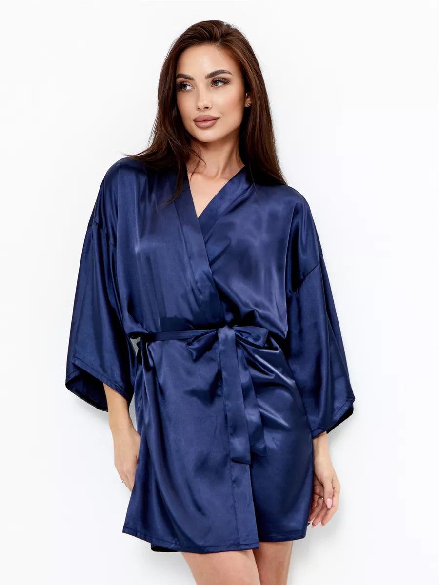 Hot Girl Mini Robe in Navy.