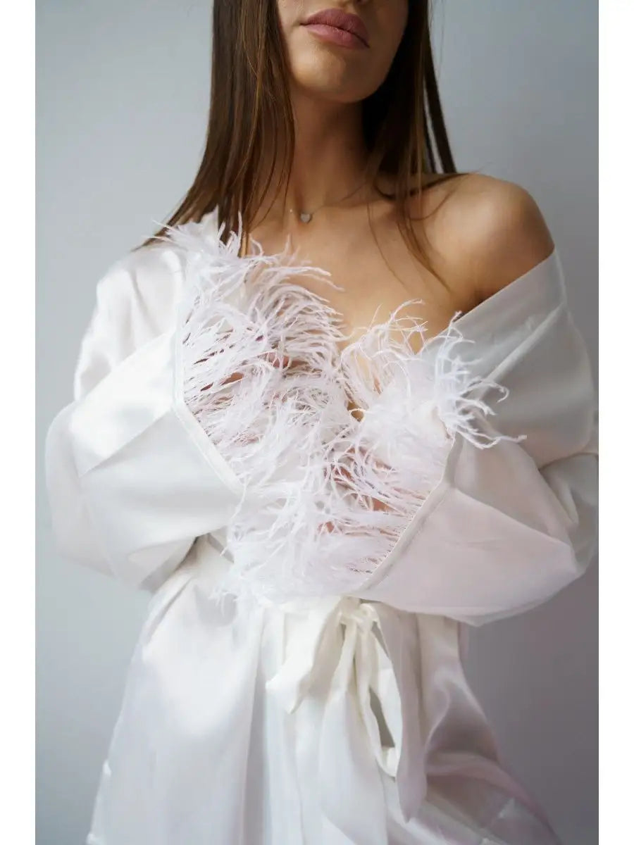 Hot Girl Mini Robe with Feather.
