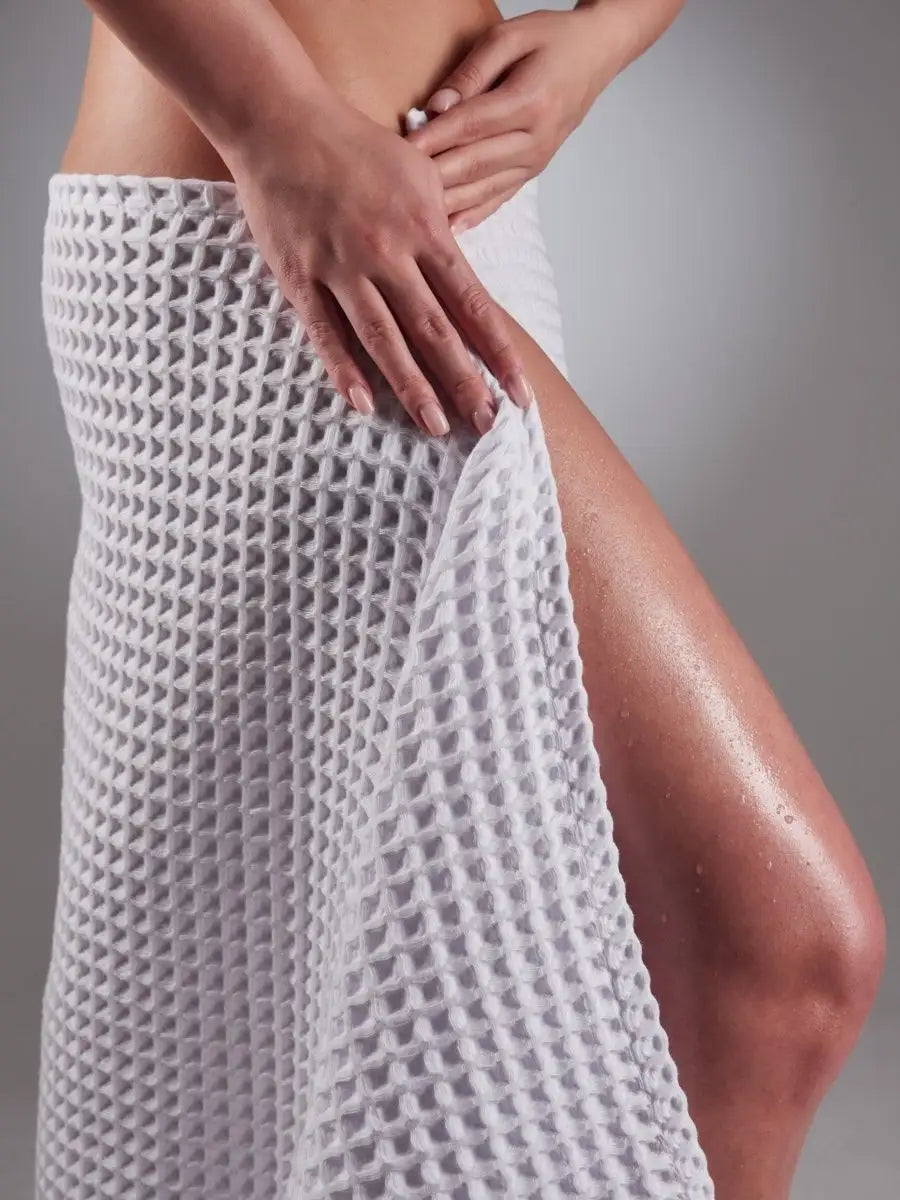 Waffle Towel in White 100% Cotton.