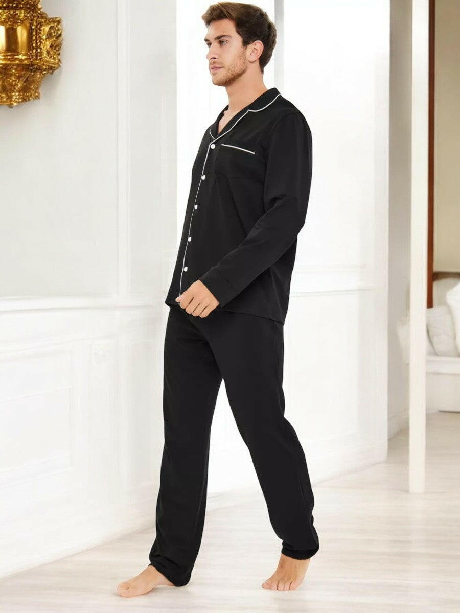 Notched Collar Loungewear in Cotton.