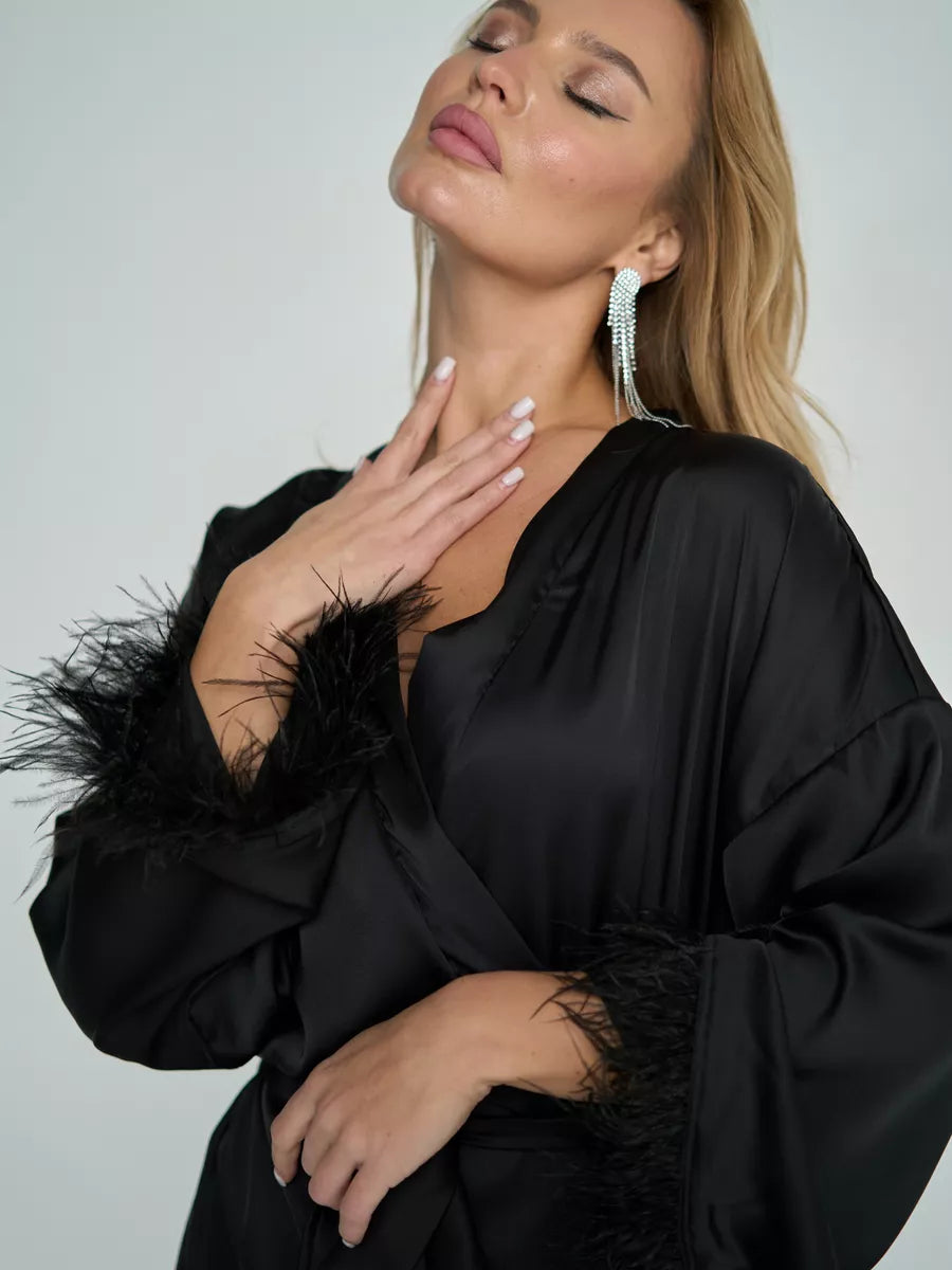 Hot Girl Mini Robe with Feather.