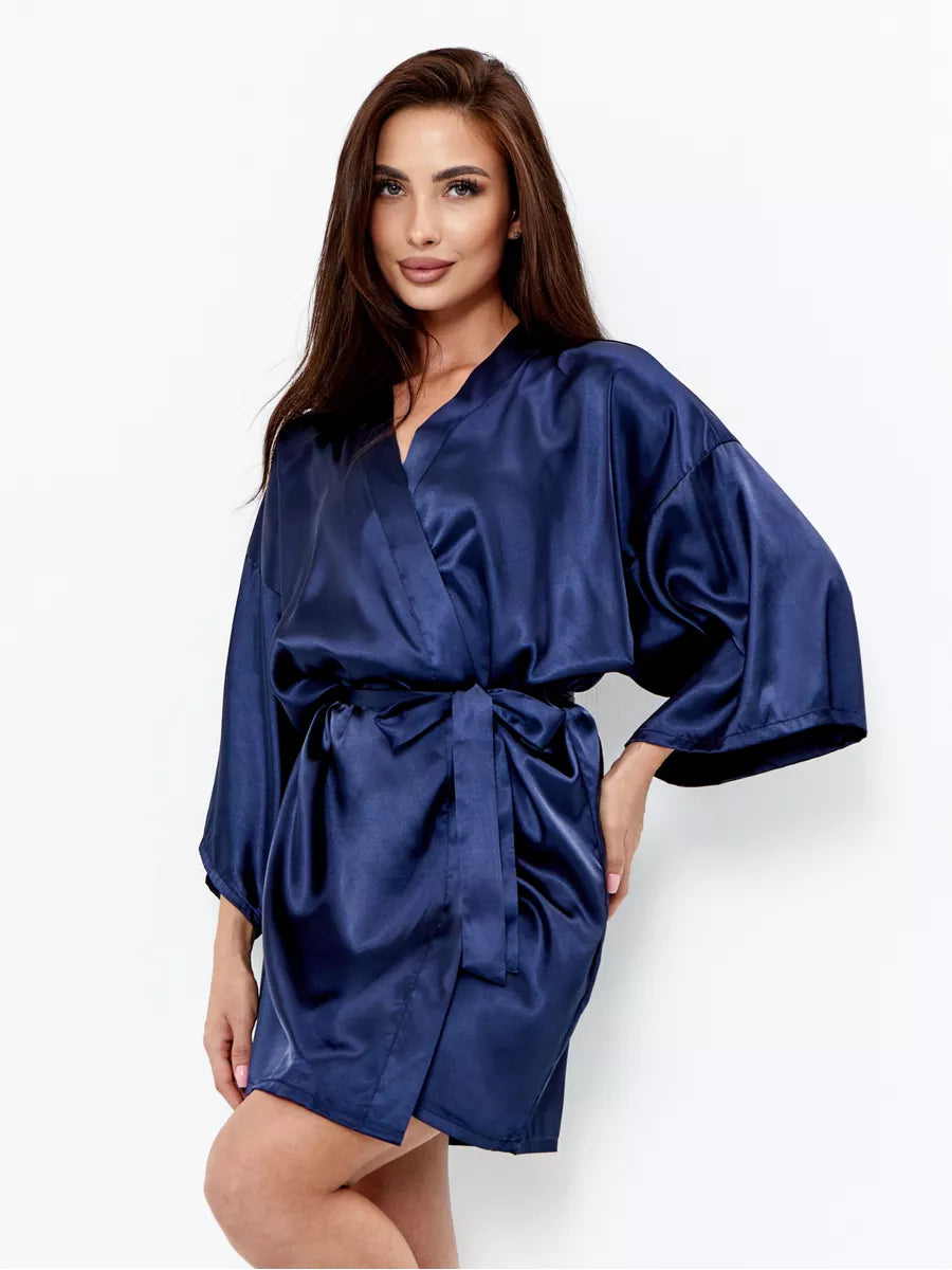 Hot Girl Mini Robe in Navy.