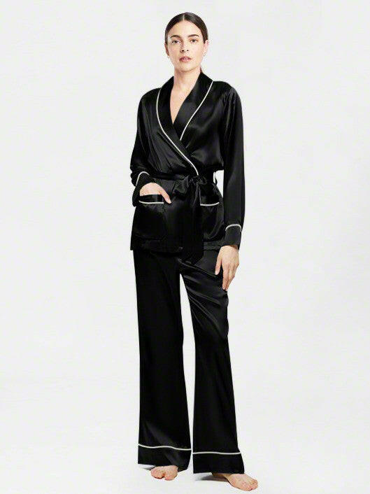 Wrap Set with Palazzo - Bella Babe by SK Nightsuit Nightdress Robes Silk Satin Nighty Gown Nightwear