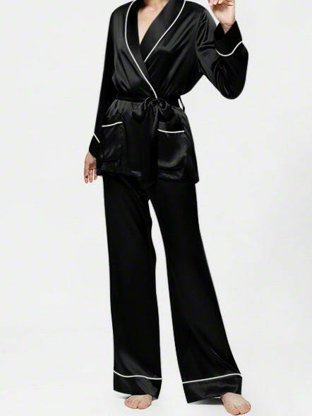Wrap Set with Palazzo - Bella Babe by SK Nightsuit Nightdress Robes Silk Satin Nighty Gown Nightwear