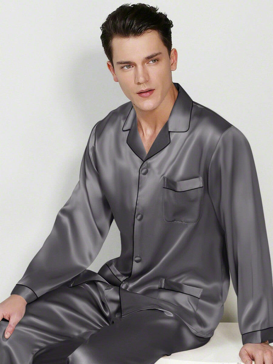 Satin Night Suit with Contrast Piping.
