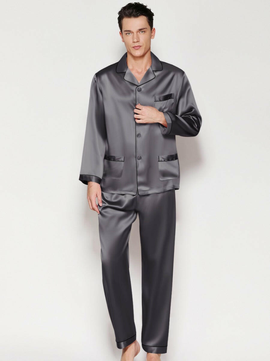 Satin Night Suit with Contrast Piping.