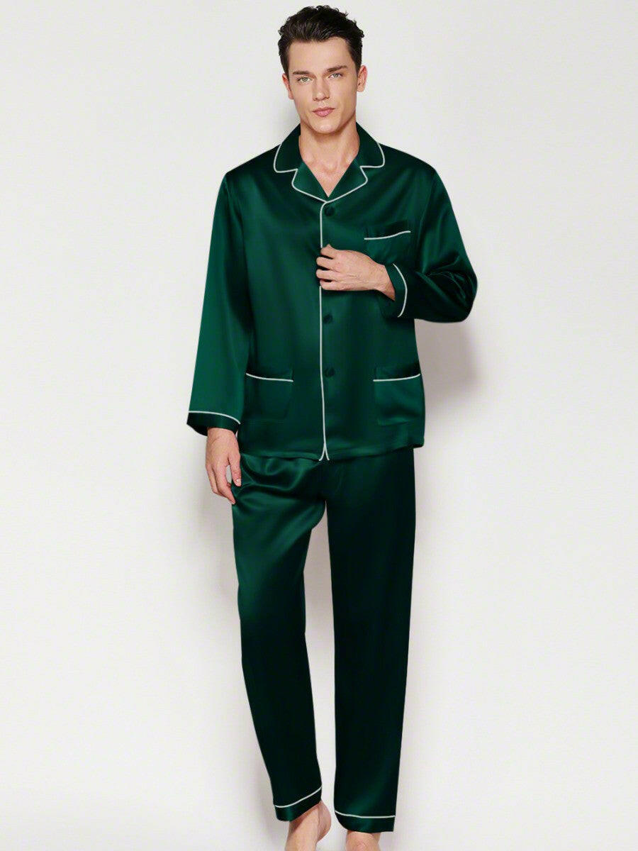 Satin Night Suit with Contrast Piping.