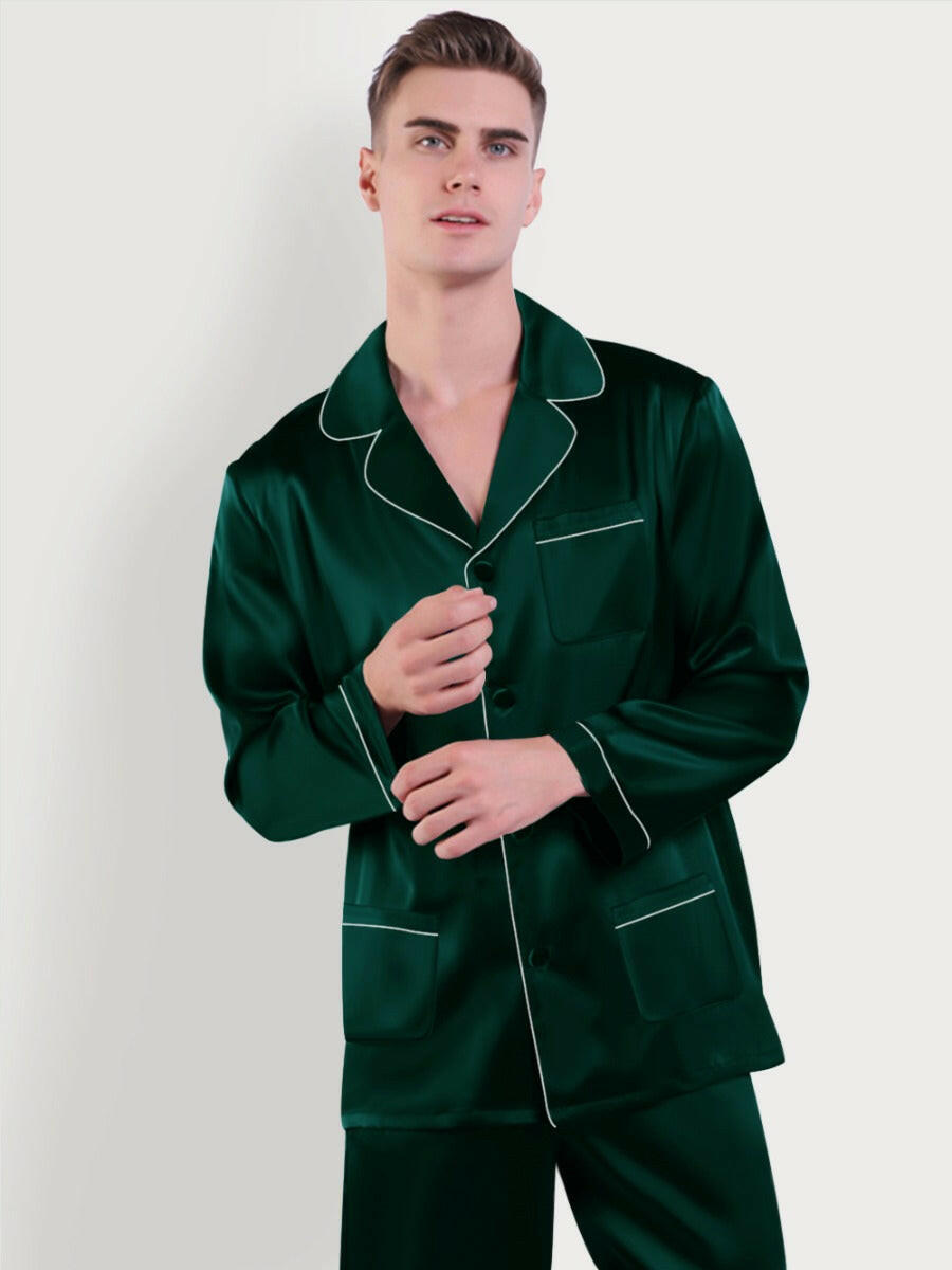 Satin Night Suit with Contrast Piping.