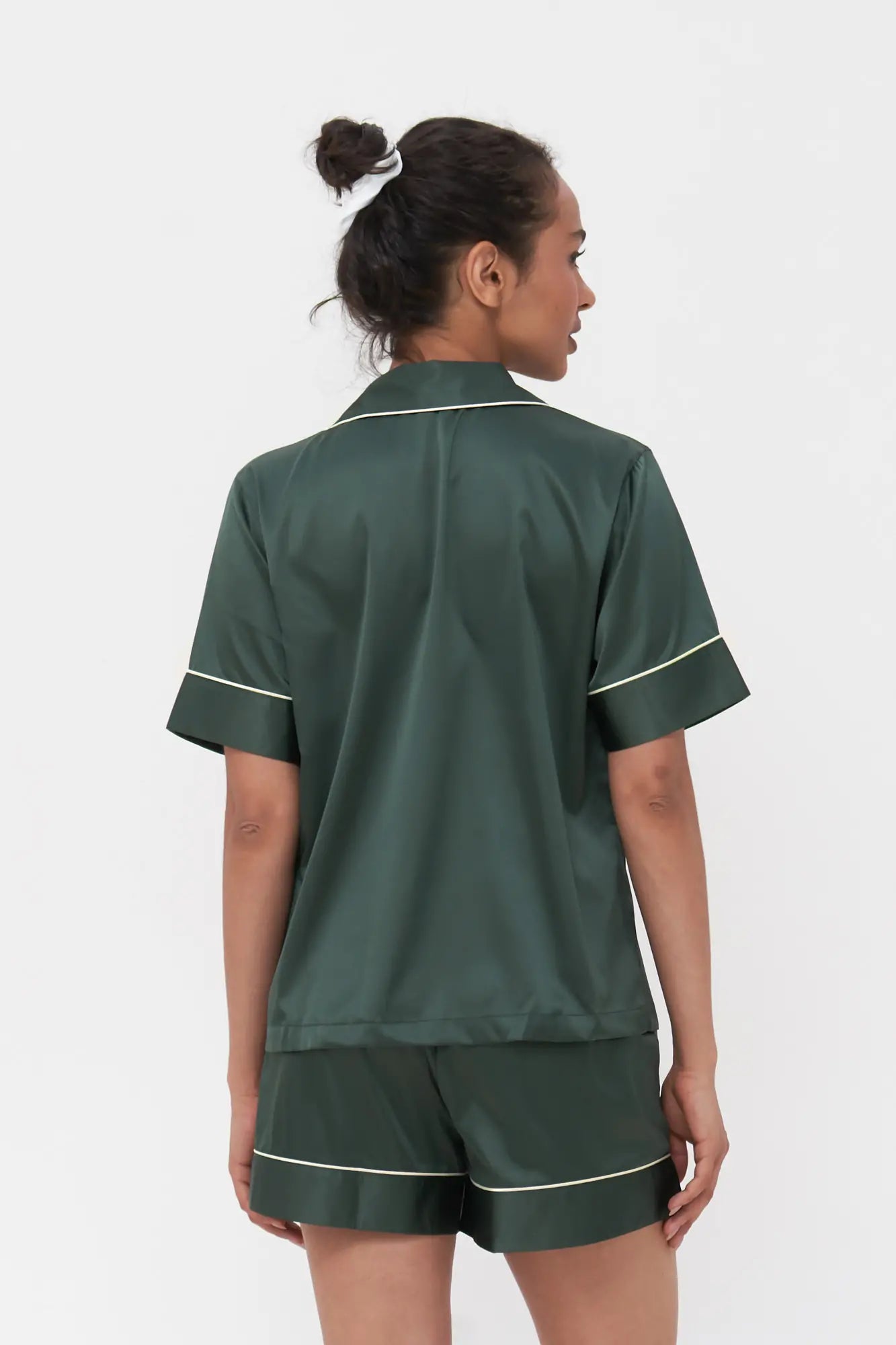 Shorts Set with Contrast Piping - Bella Babe by SK Nightsuit Nightdress Robes Silk Satin Nighty Gown Nightwear