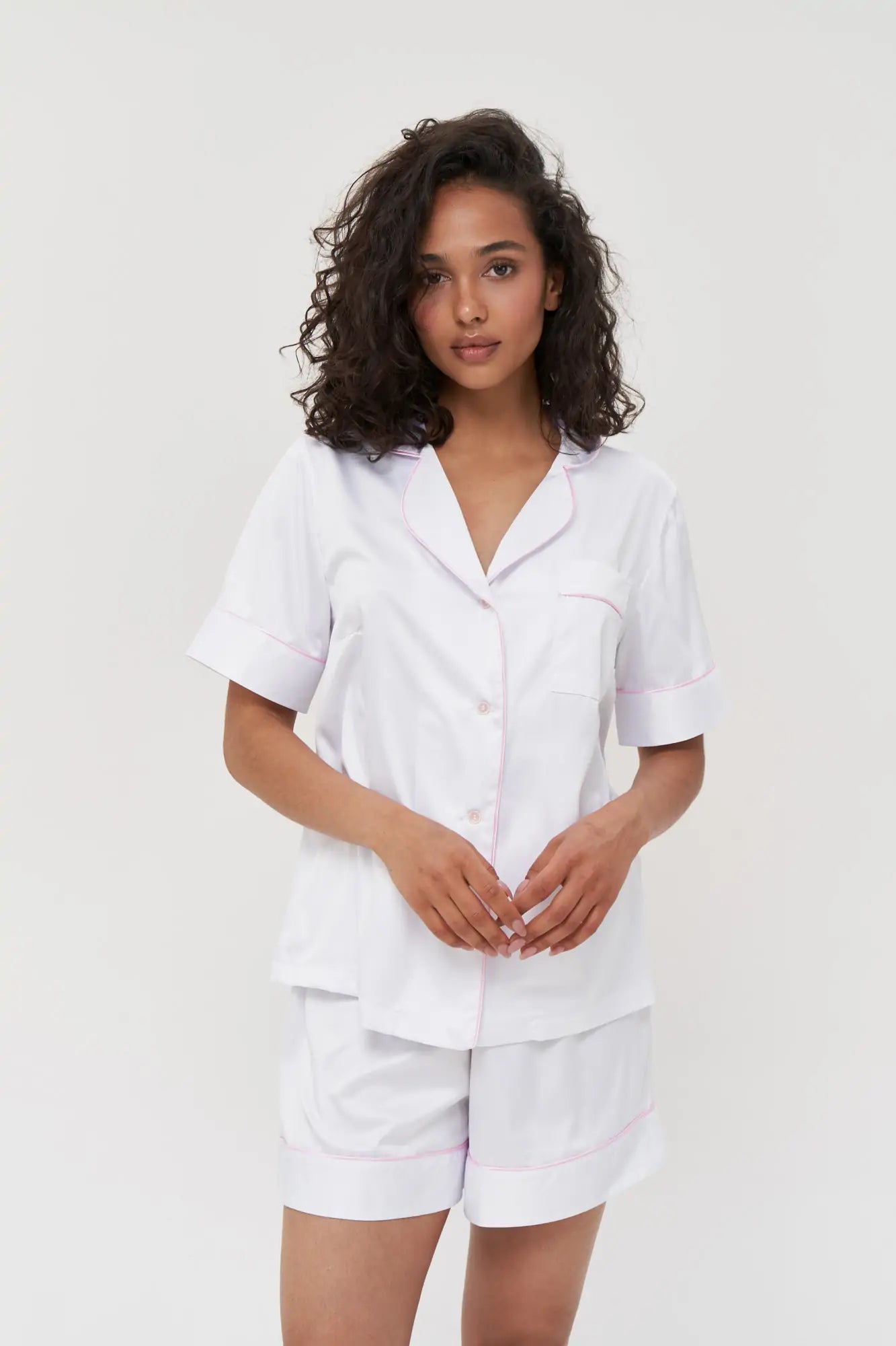 Shorts Set with Contrast Piping.