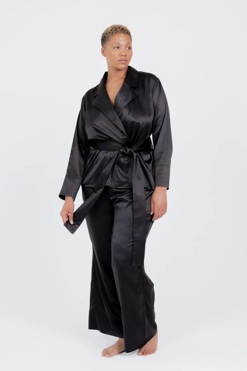 Satin Wrap Set Lapel Collar.