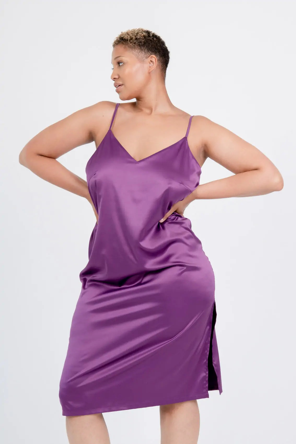 Slit Nightie - Bella Babe by SK Nightsuit-Nightdress-Robes-Silk-Satin-Nighty-Gown-Nightwear-Shorts-Pajamas-Nightsuit-for-women-men-bathrobe-Satin-dress-cotton-