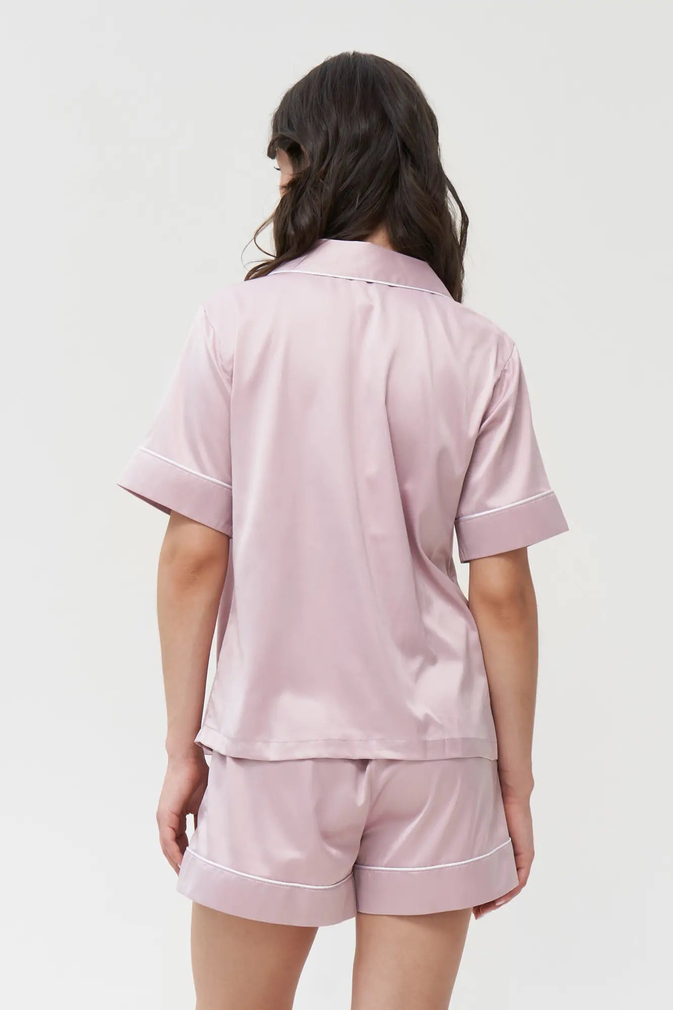 Shorts Set with Contrast Piping - Bella Babe by SK Nightsuit Nightdress Robes Silk Satin Nighty Gown Nightwear