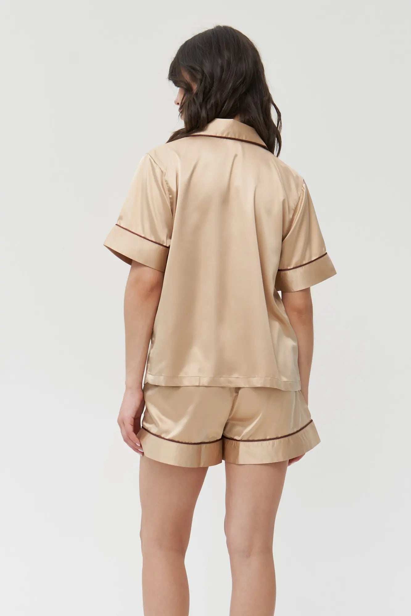 Shorts Set with Contrast Piping.