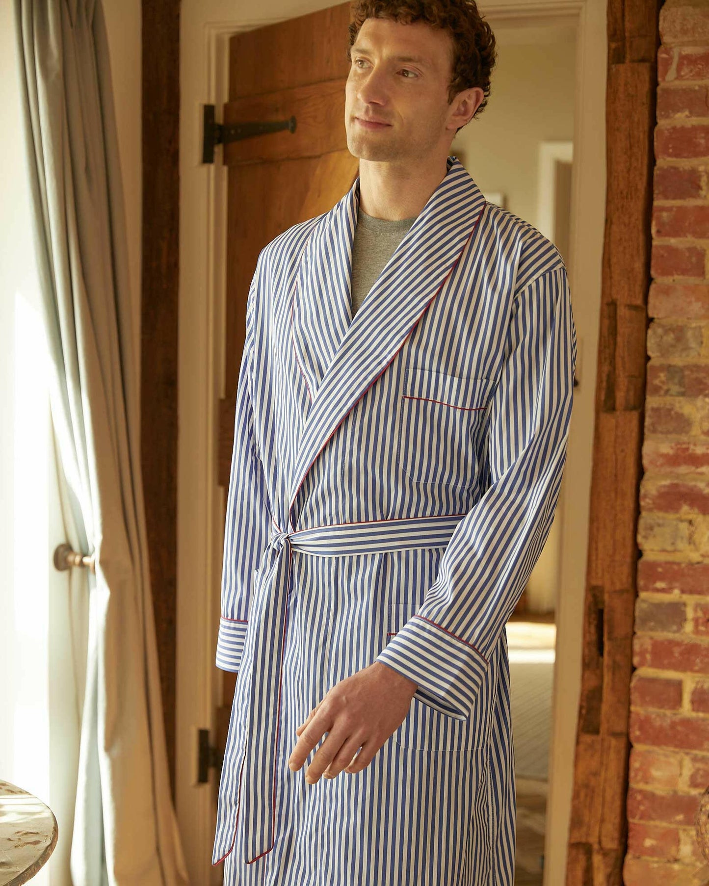 Oxford Stripe Robe 100% Cotton.