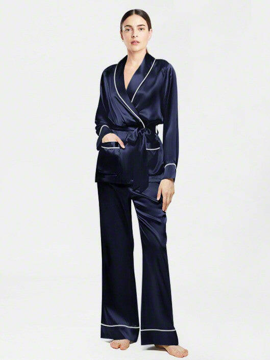 Wrap Set with Palazzo - Bella Babe by SK Nightsuit Nightdress Robes Silk Satin Nighty Gown Nightwear