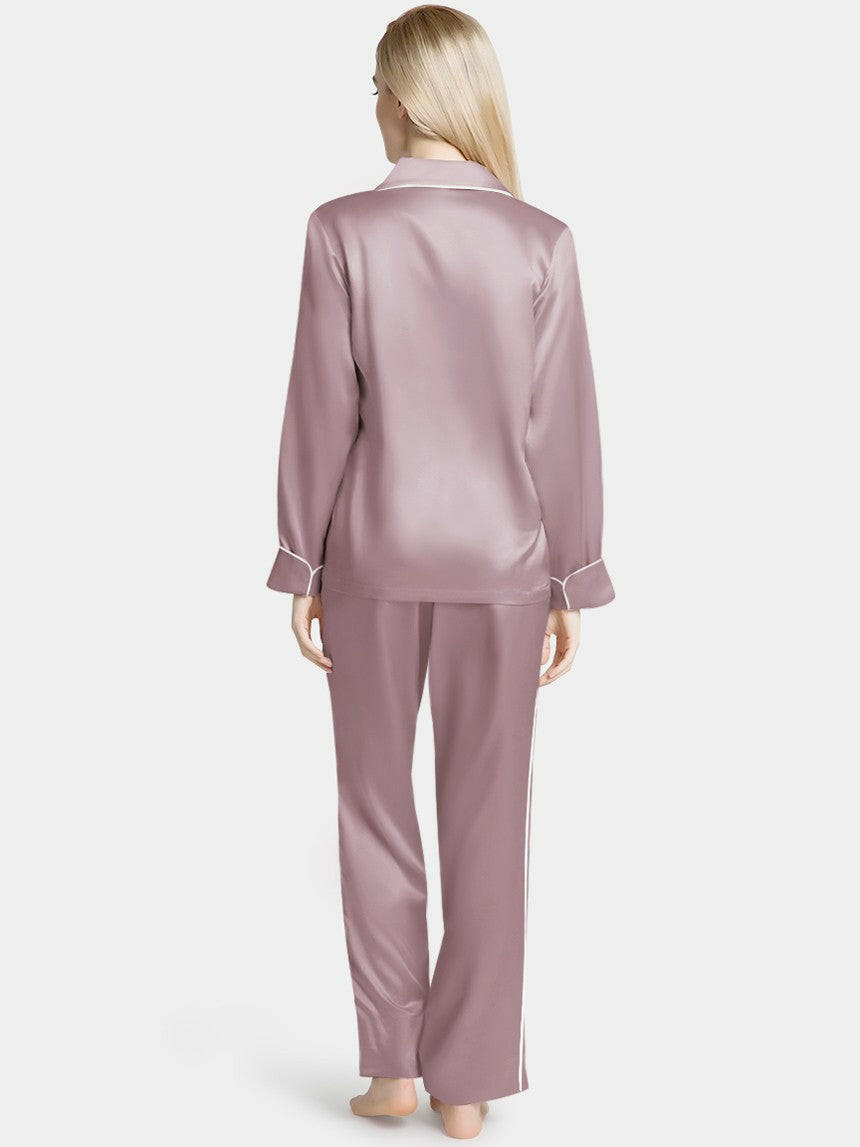Silk Satin Pyjama set with Piping.
