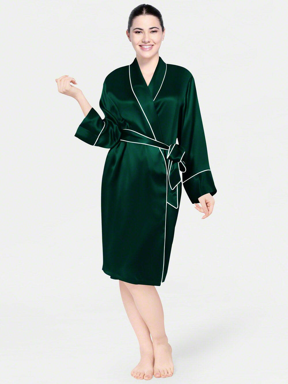 Satin Silk Robe with Piping - Bella Babe by SK Nightsuit Nightdress Robes Silk Satin Nighty Gown Nightwear