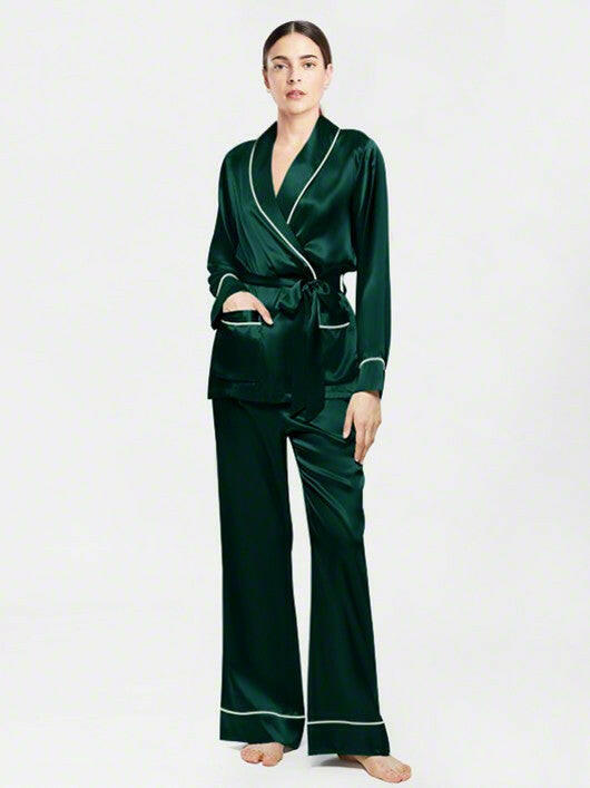 Wrap Set with Palazzo - Bella Babe by SK Nightsuit Nightdress Robes Silk Satin Nighty Gown Nightwear