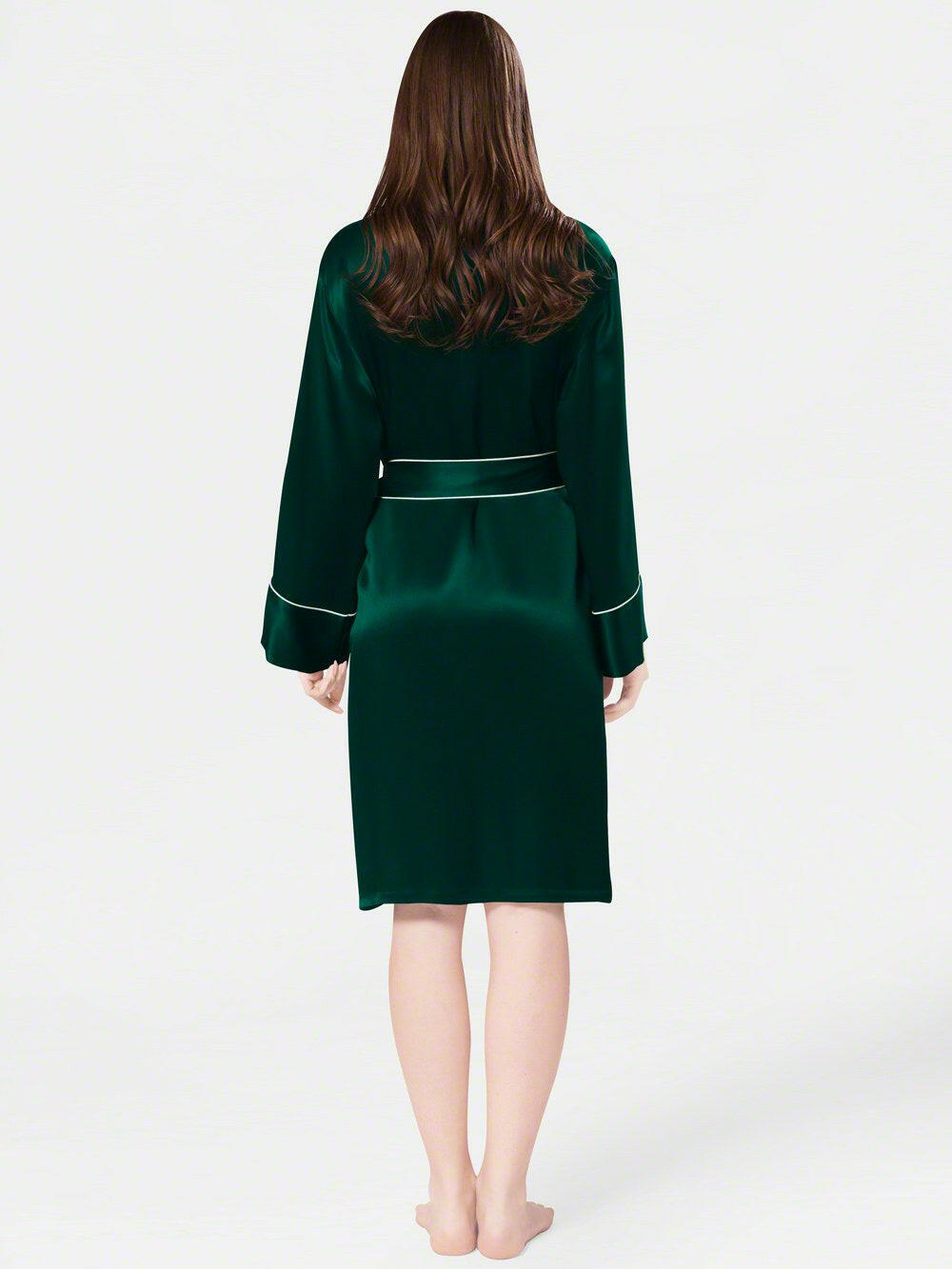 Satin Silk Robe with Piping.