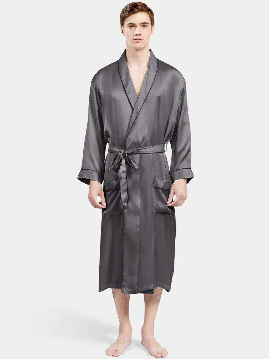 Classic Robe with Piping - Bella Babe by SK Nightsuit Nightdress Robes Silk Satin Nighty Gown Nightwear