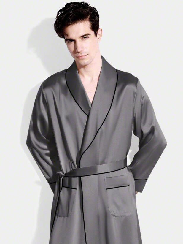 Classic Robe with Piping - Bella Babe by SK Nightsuit Nightdress Robes Silk Satin Nighty Gown Nightwear