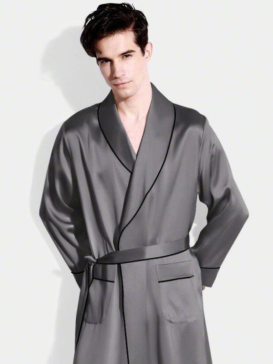 Classic Robe with Piping - Bella Babe by SK Nightsuit Nightdress Robes Silk Satin Nighty Gown Nightwear