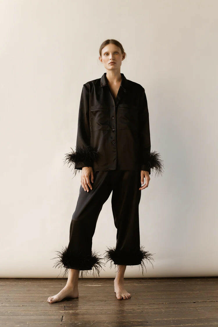 Feather Cropped Pajama Set.