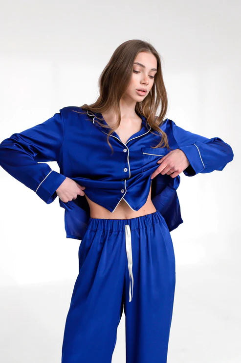Women Nightsuit Deep Lapel Collar - Bella Babe by SK Nightsuit Nightdress Robes Silk Satin Nighty Gown Nightwear
