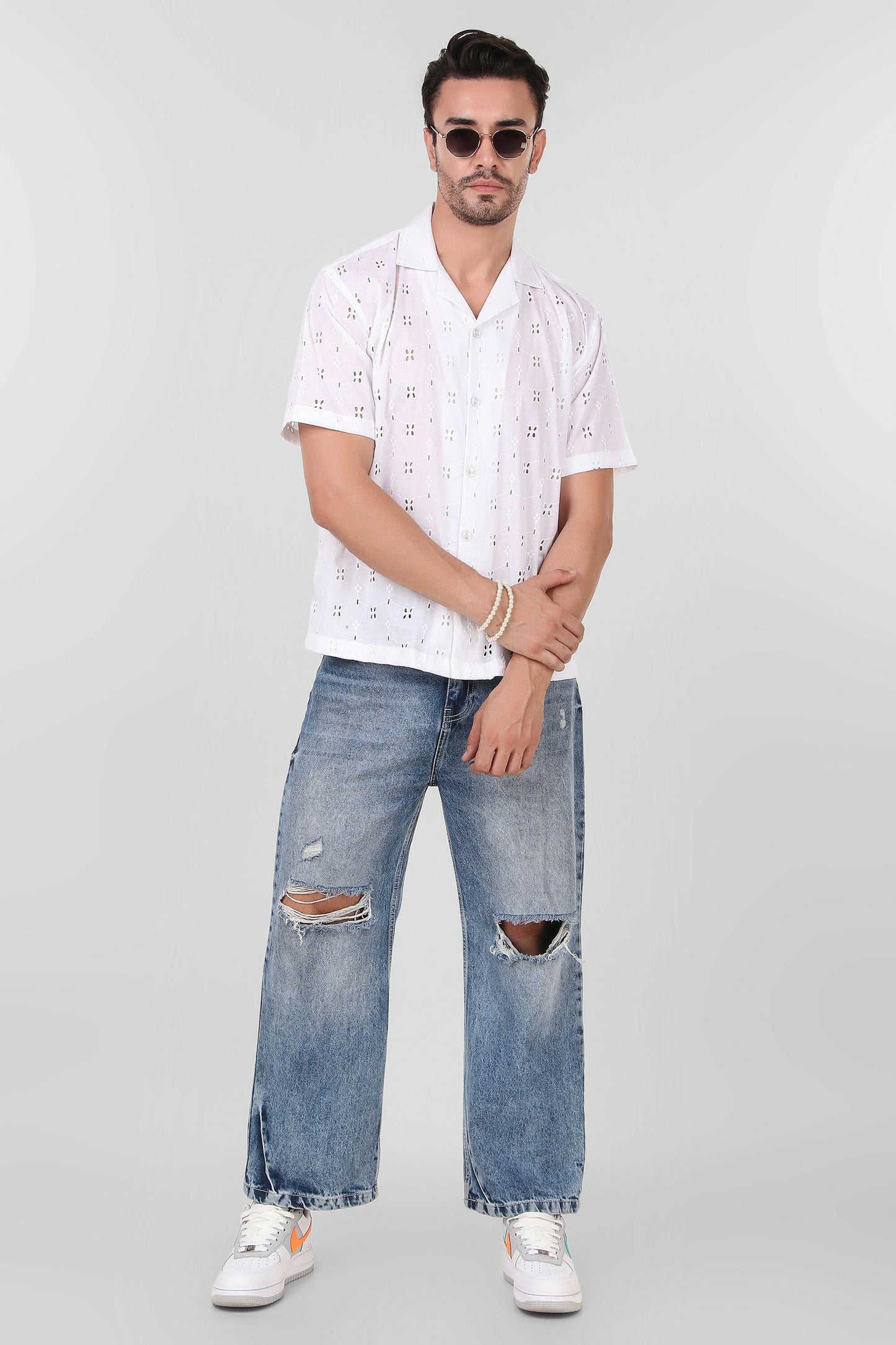 Textured White Shirt.