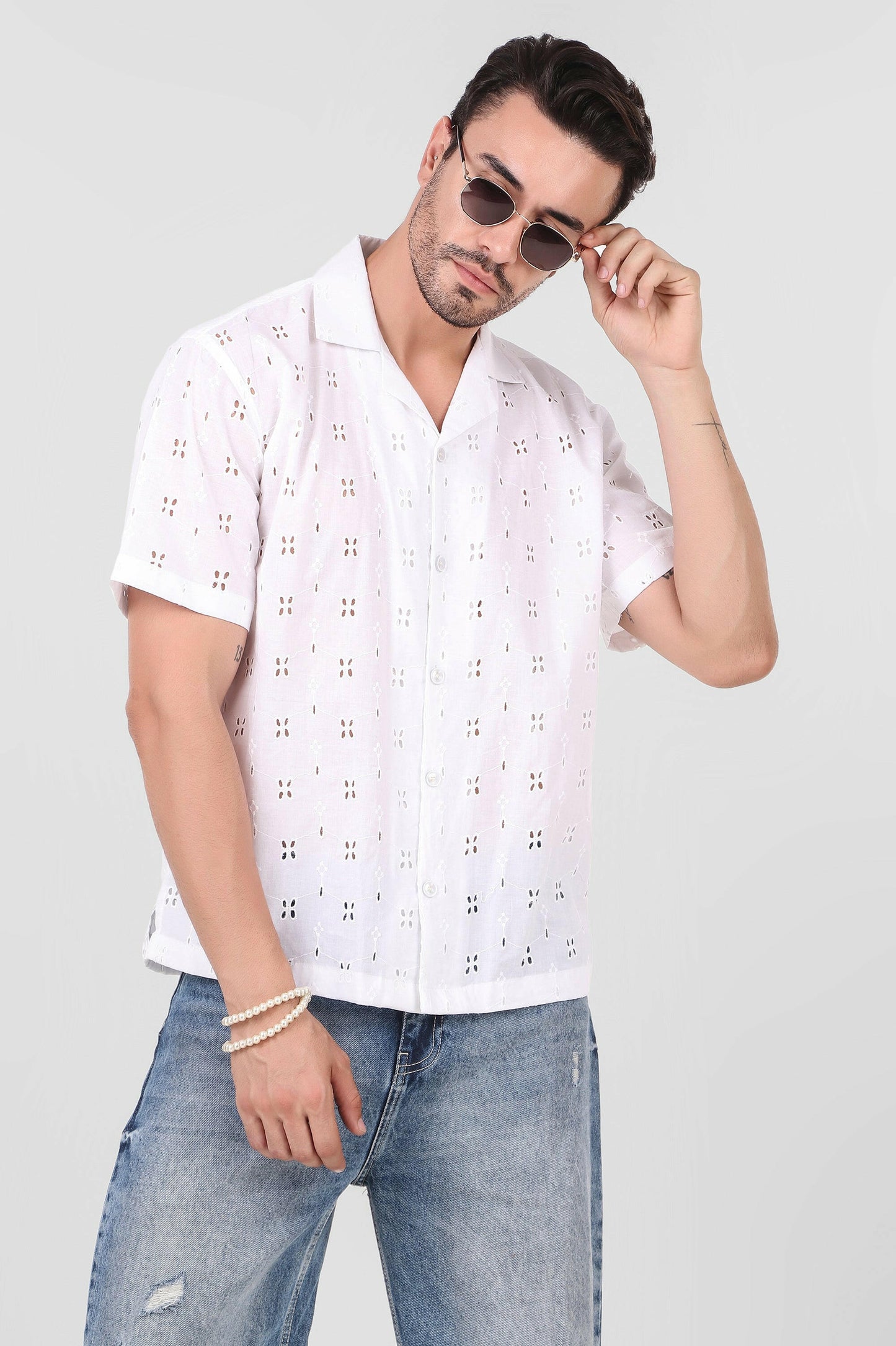 Textured White Shirt.