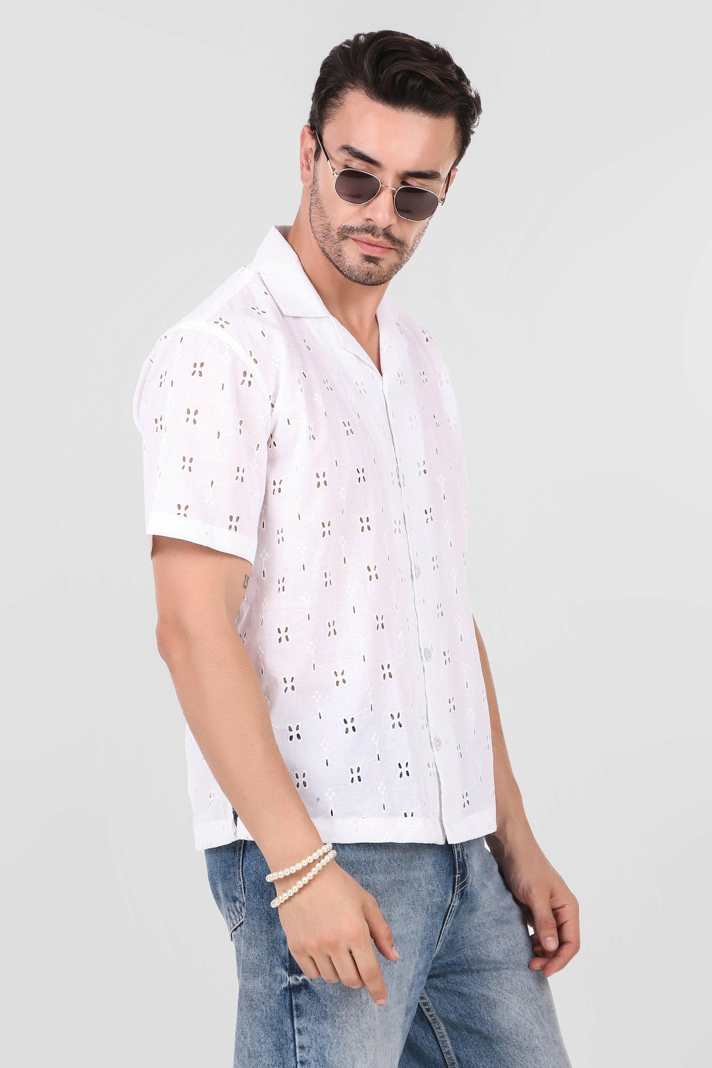 Textured White Shirt.