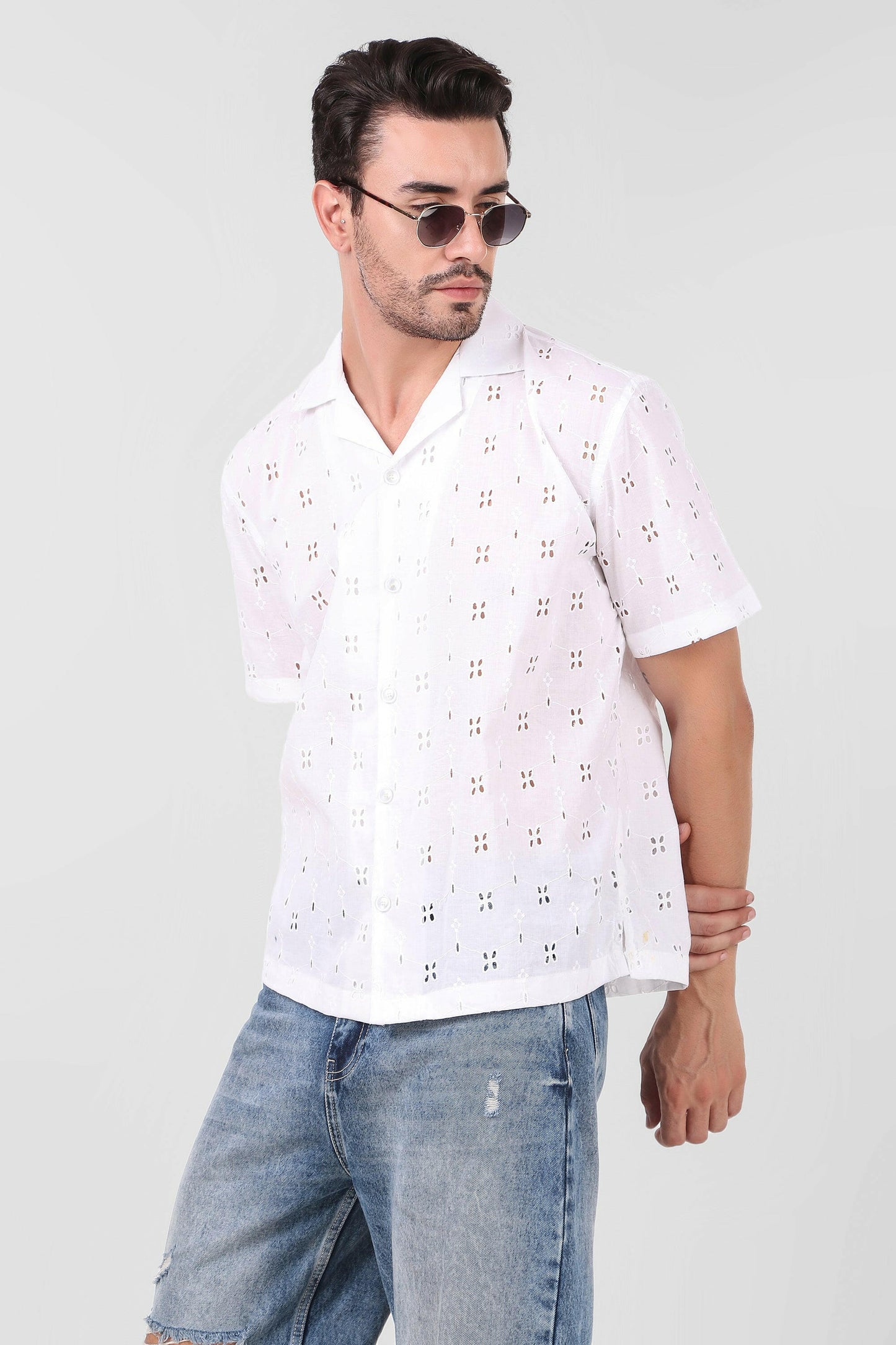 Textured White Shirt.