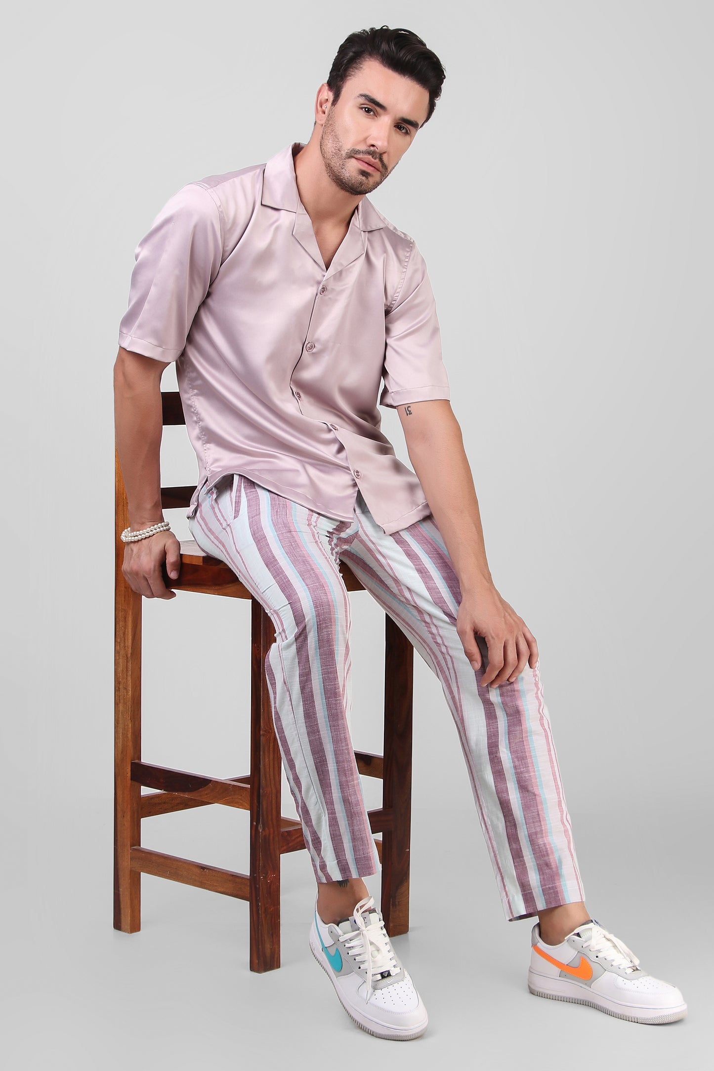 Striped Cotton Trouser - Bella Babe by SK Nightsuit Nightdress Robes Silk Satin Nighty Gown Nightwear