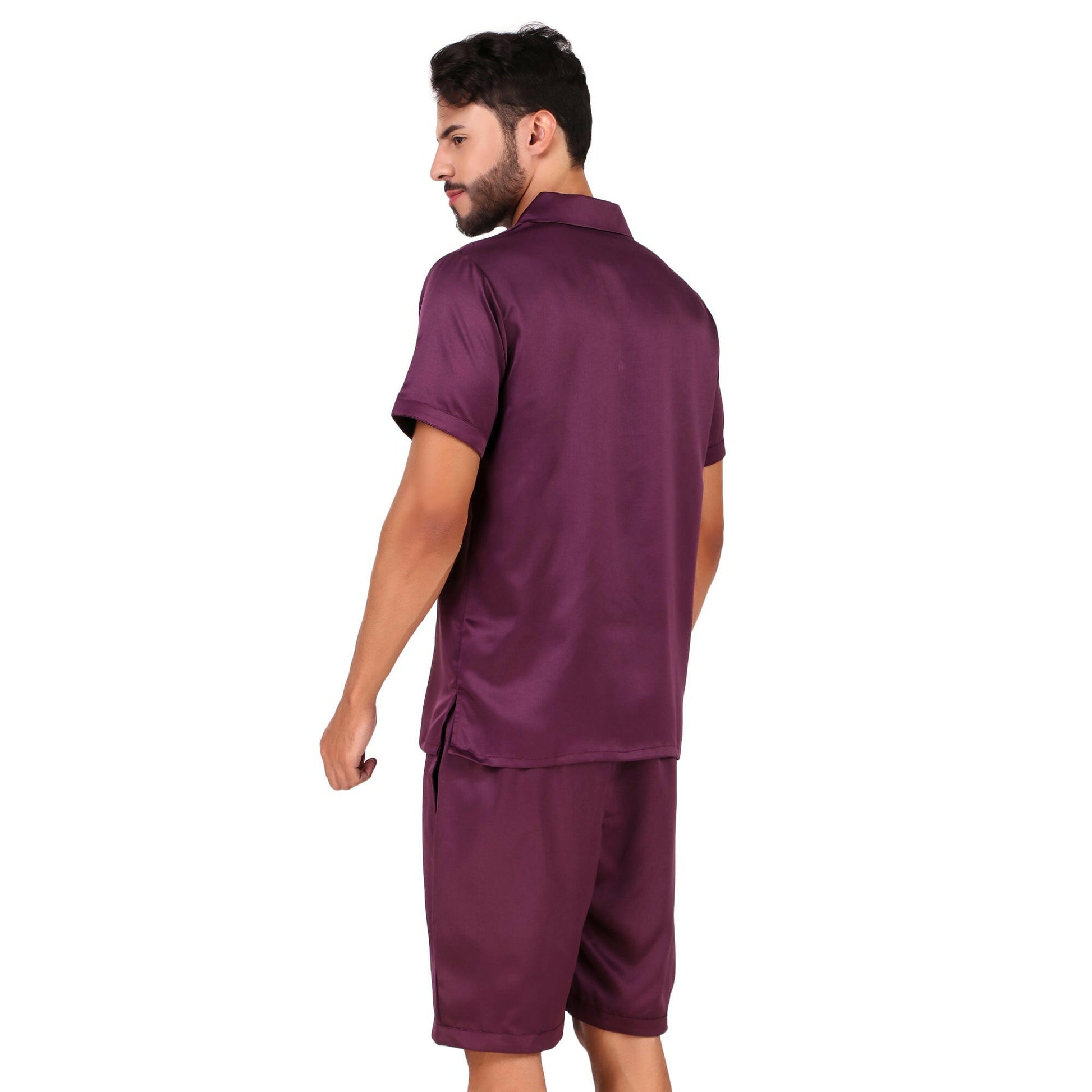 Half Sleeve Satin Co-ords (Purple).