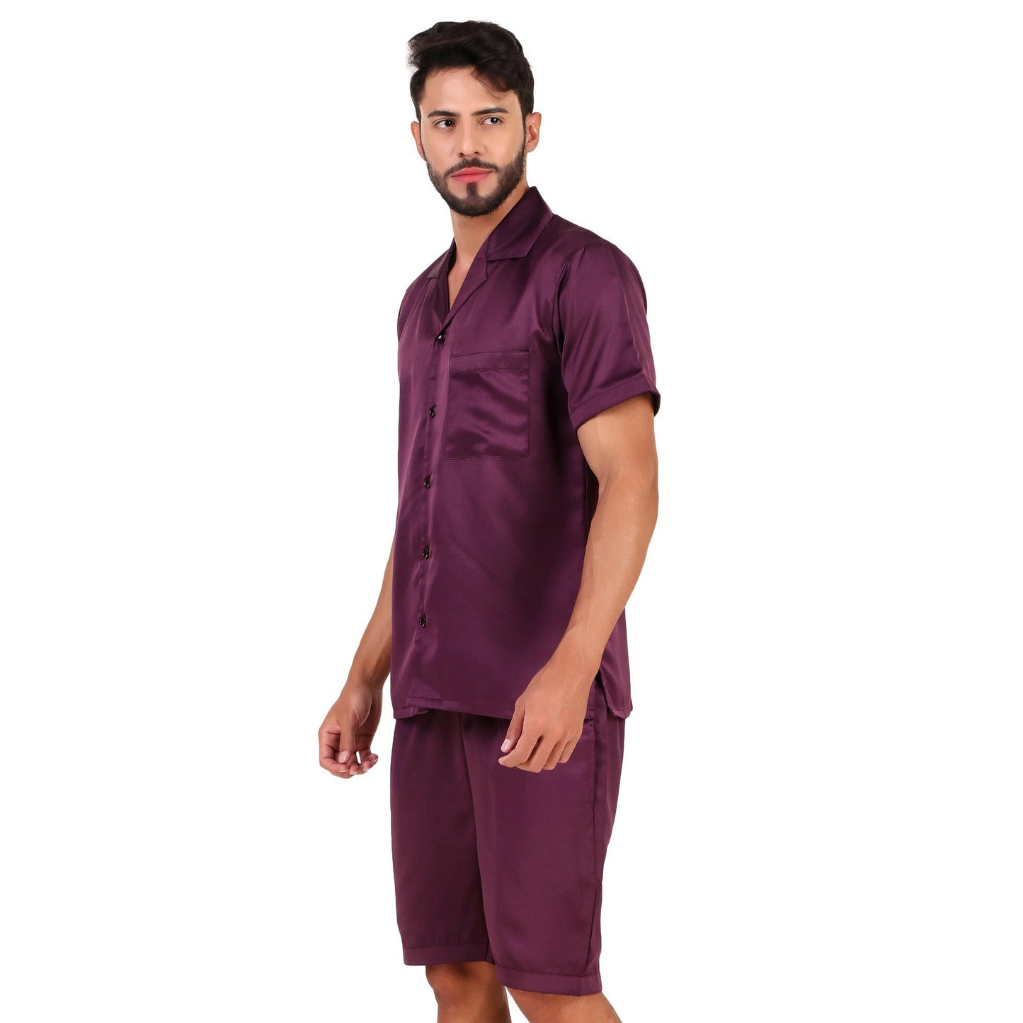 Half Sleeve Satin Co-ords (Purple).