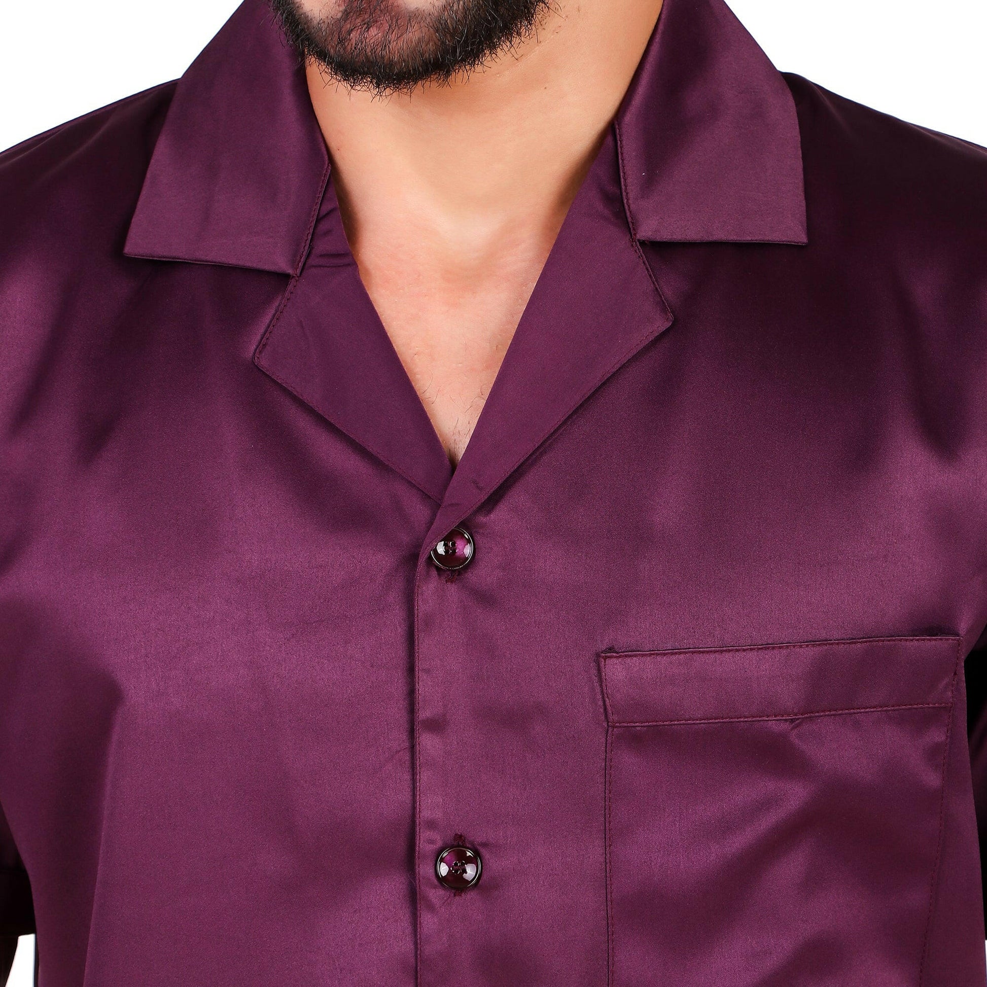 Half Sleeve Satin Co-ords (Purple).