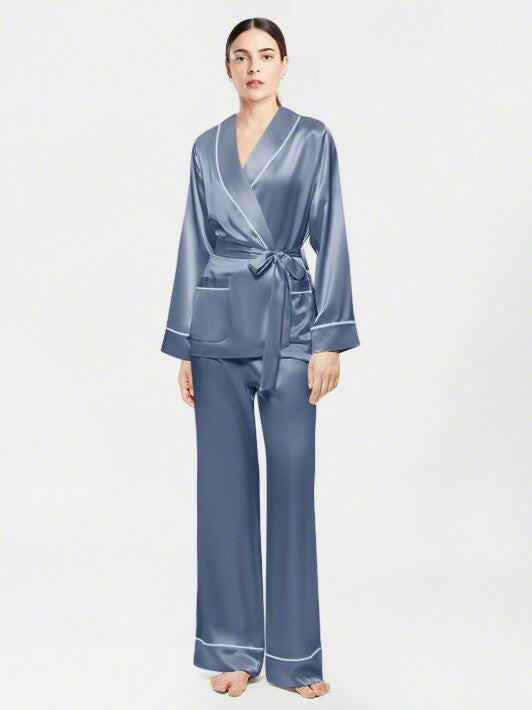 Wrap Set with Palazzo - Bella Babe by SK Nightsuit Nightdress Robes Silk Satin Nighty Gown Nightwear