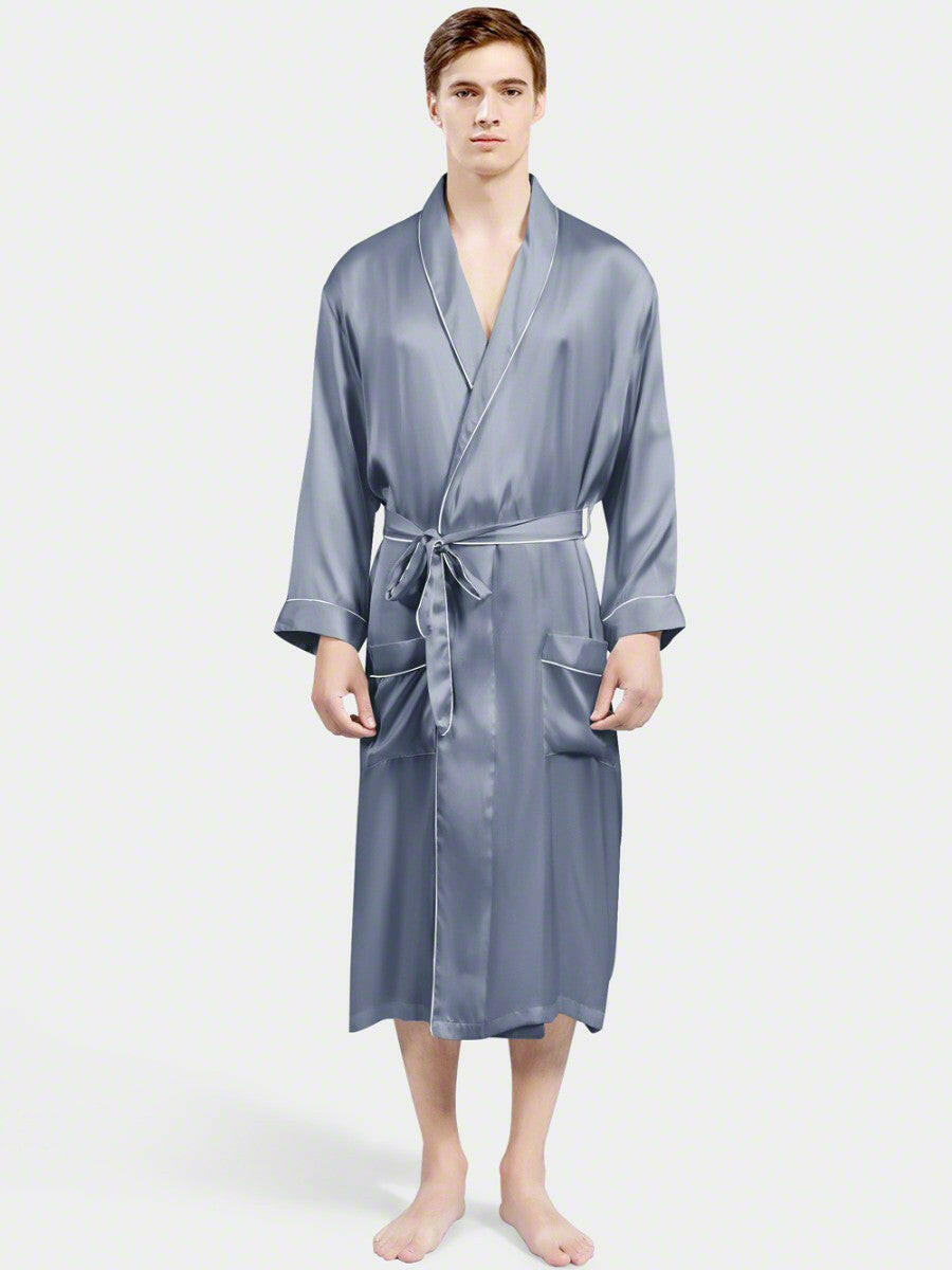 Classic Robe with Piping - Bella Babe by SK Nightsuit Nightdress Robes Silk Satin Nighty Gown Nightwear