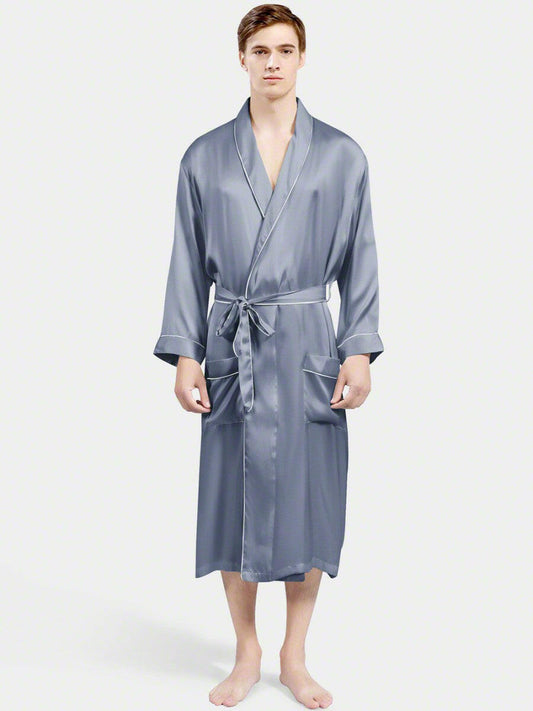 Classic Robe with Piping - Bella Babe by SK Nightsuit Nightdress Robes Silk Satin Nighty Gown Nightwear