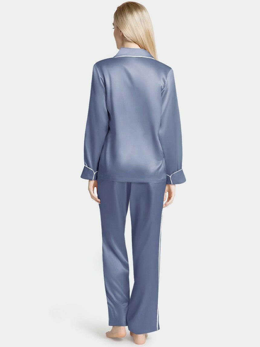 Silk Satin Pyjama set with Piping.