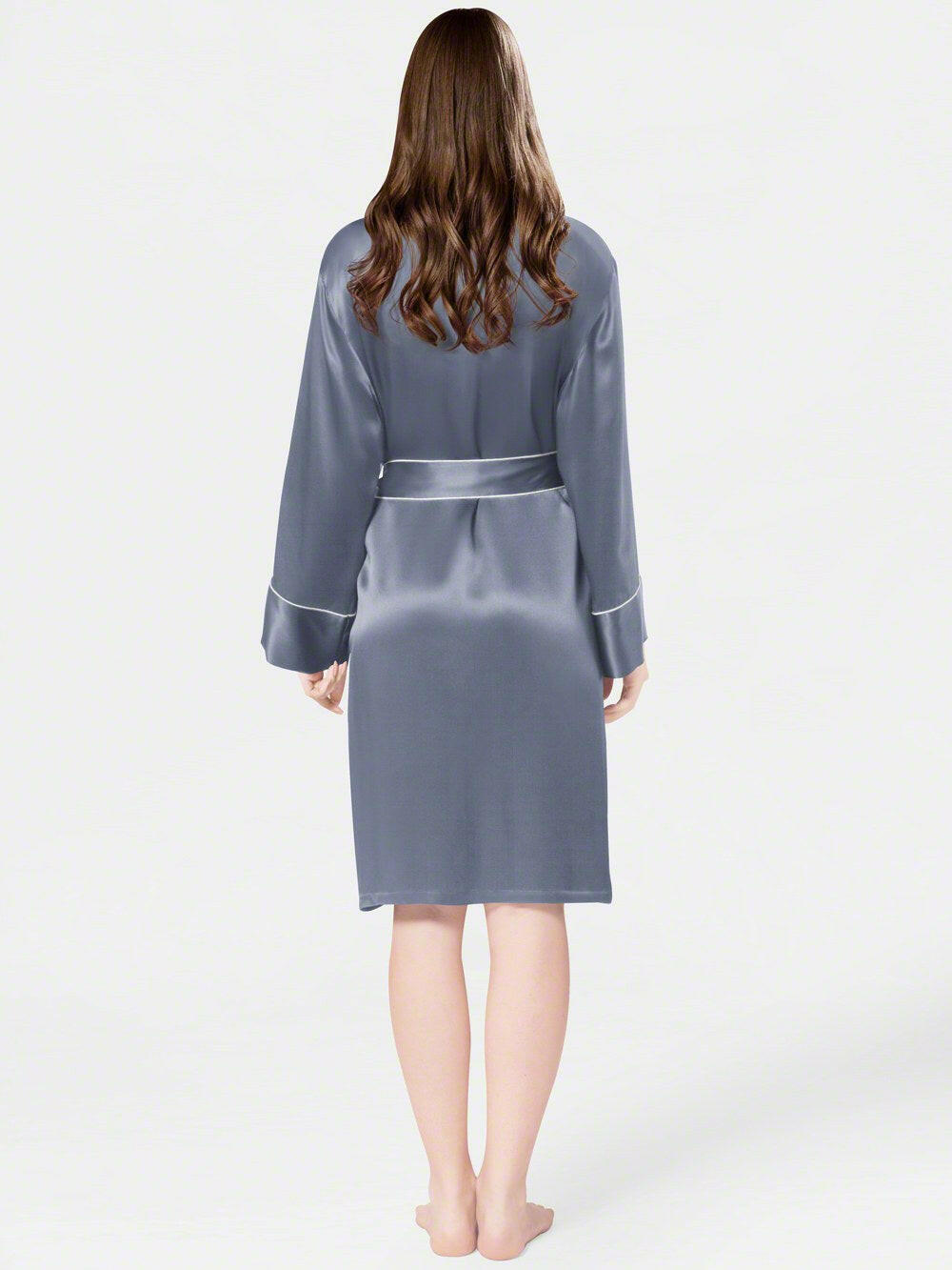 Satin Silk Robe with Piping.