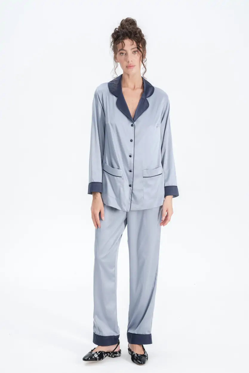 Silky Satin Button Up Pyjamas.