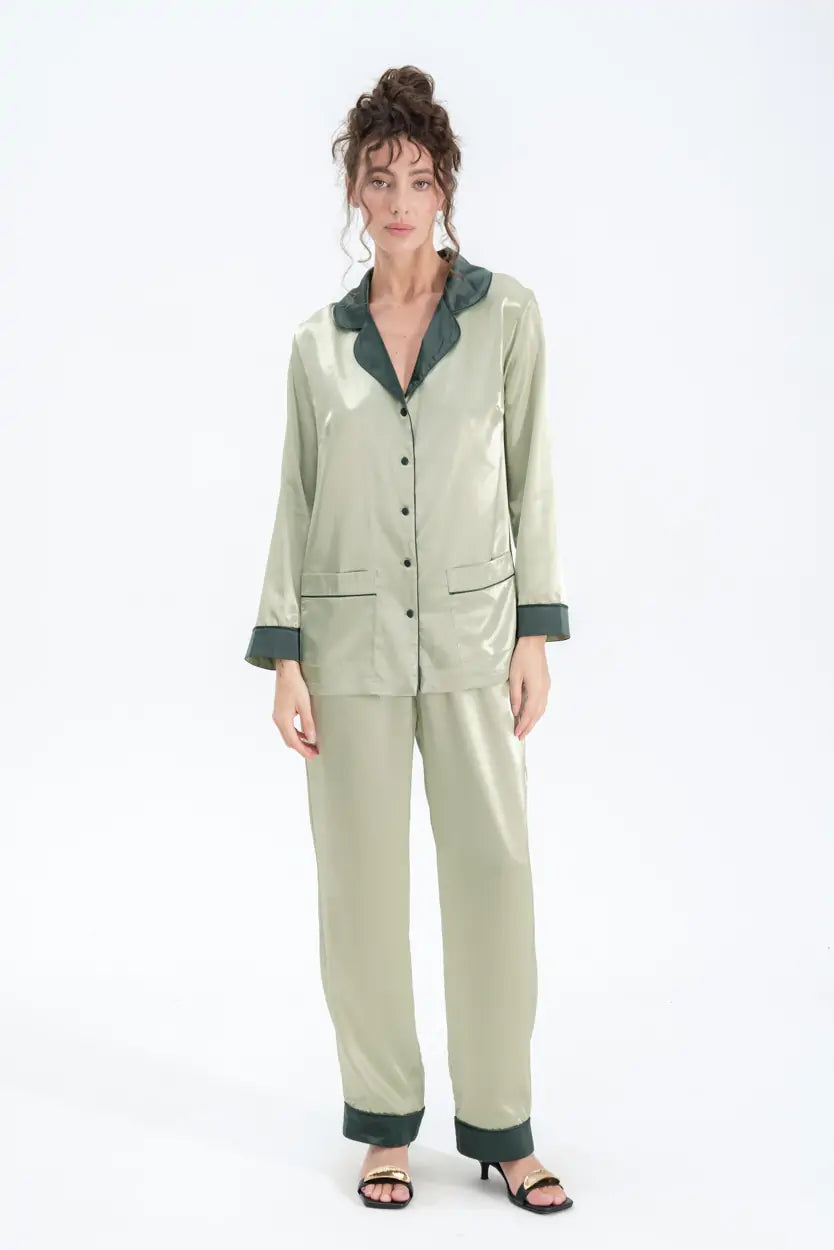 Silky Satin Button Up Pyjamas.