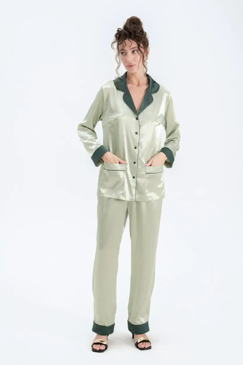 Silky Satin Button Up Pyjamas.
