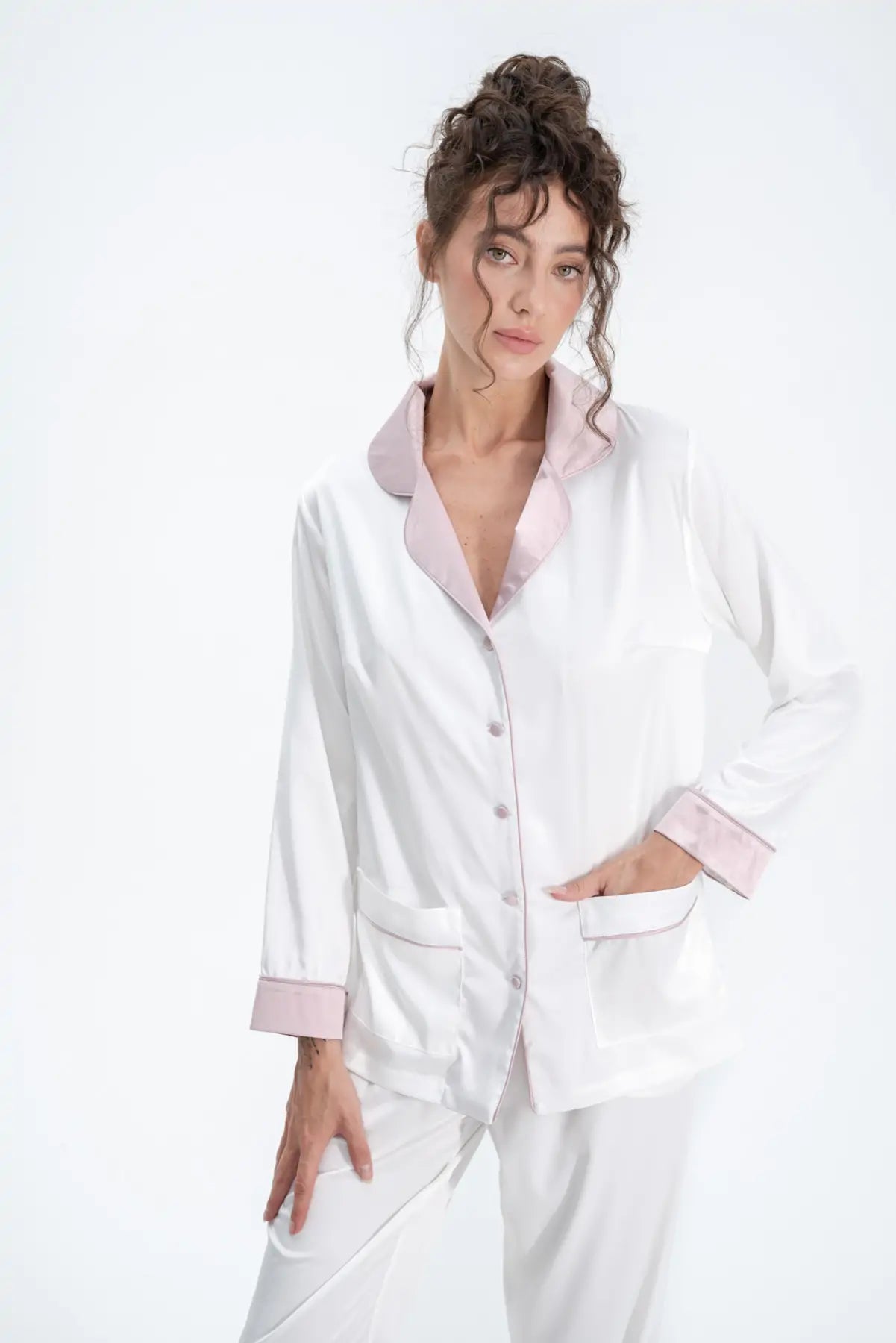 Silky Satin Button Up Pyjamas.